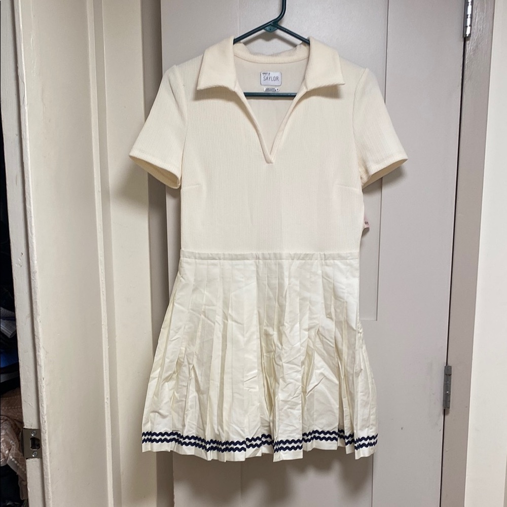 SAYLOR Cream Fit and Flare Polo Dress Casual